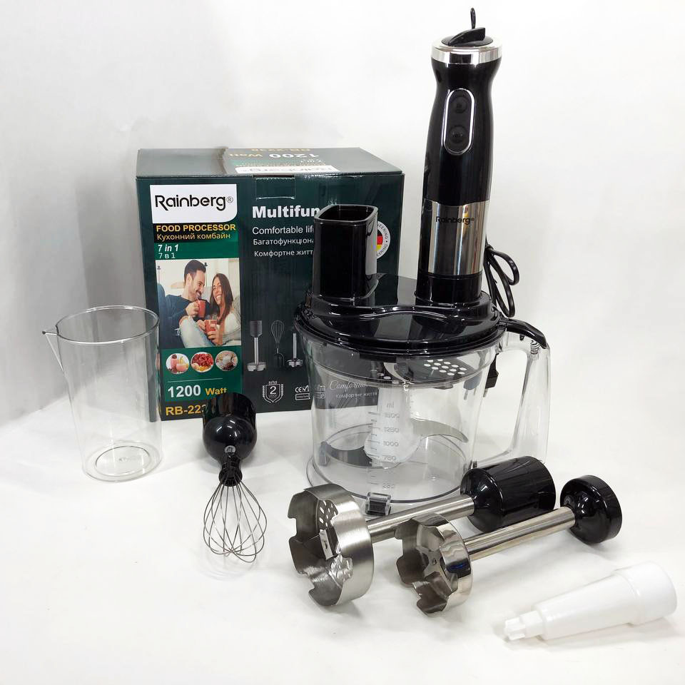 Блендер занурювальний електричний Rainberg RB-2238, Кухонний комбайн для дачі, Легкий блендер для дому JC-22, фото 1