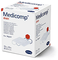 Салфетки из нетканого материала с надрезом Medicomp drain 7.5х7.5 см (25х2 шт./уп.)
