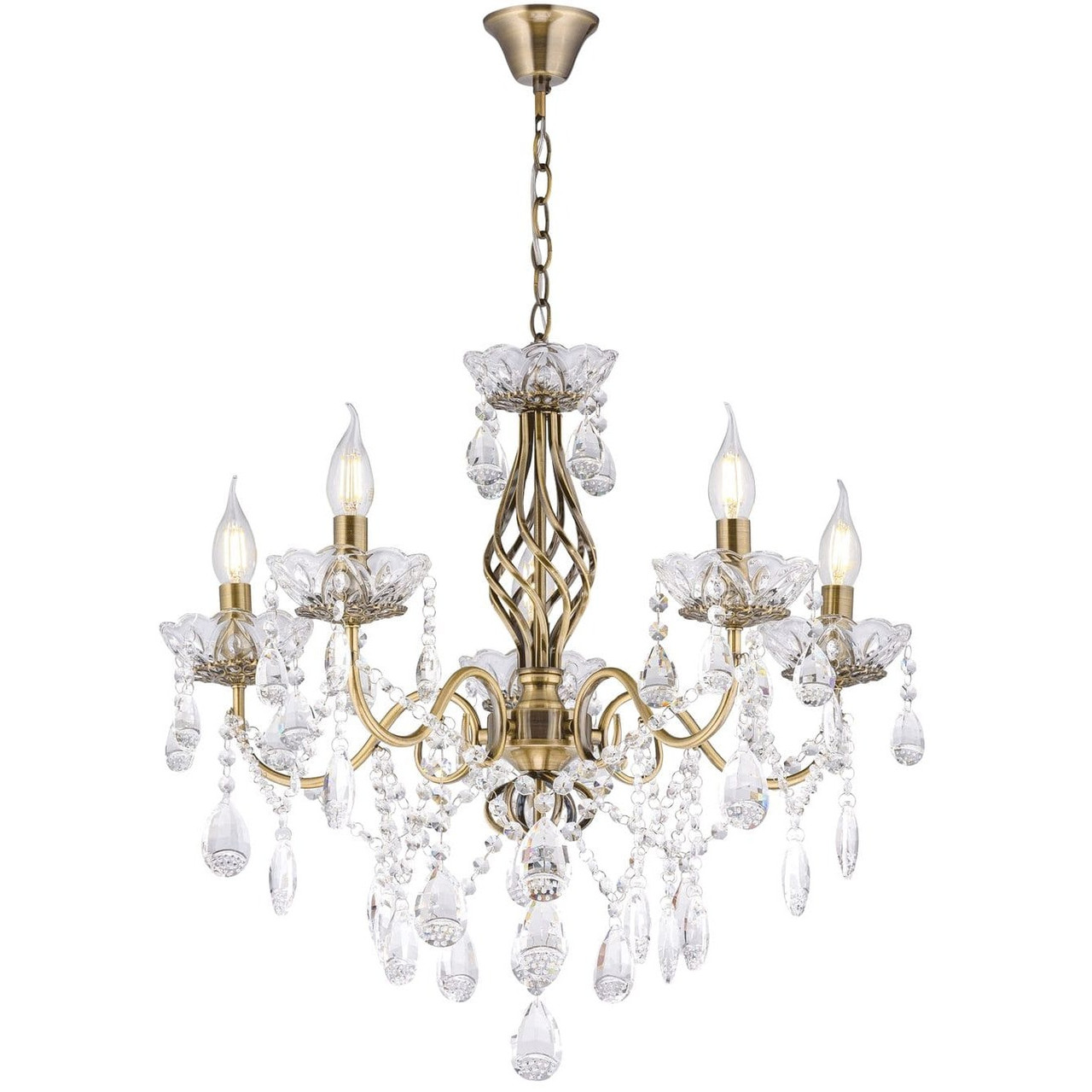 Люстра в классическом исполнении подвесная на 5 ламп с цоколем Е-14 ...