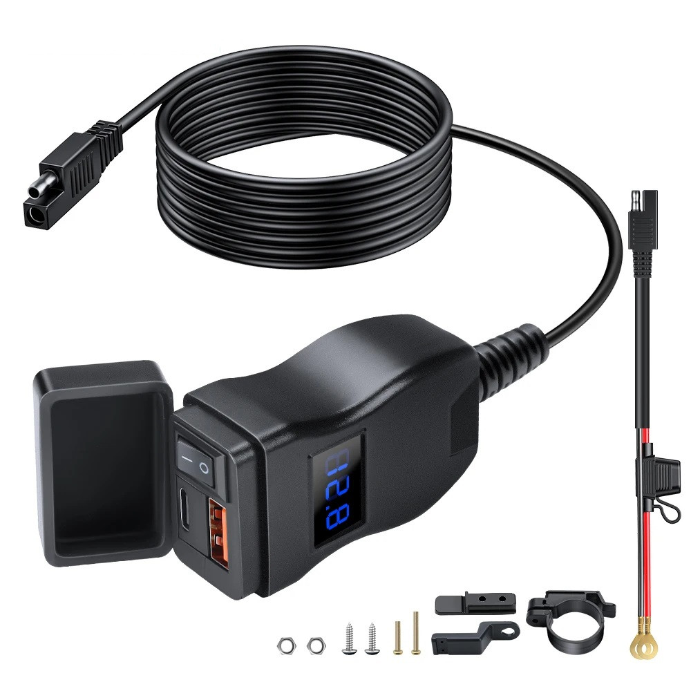 Мотозарядка для телефонів BSmart USB Type-C QC3.0 Вольтметр