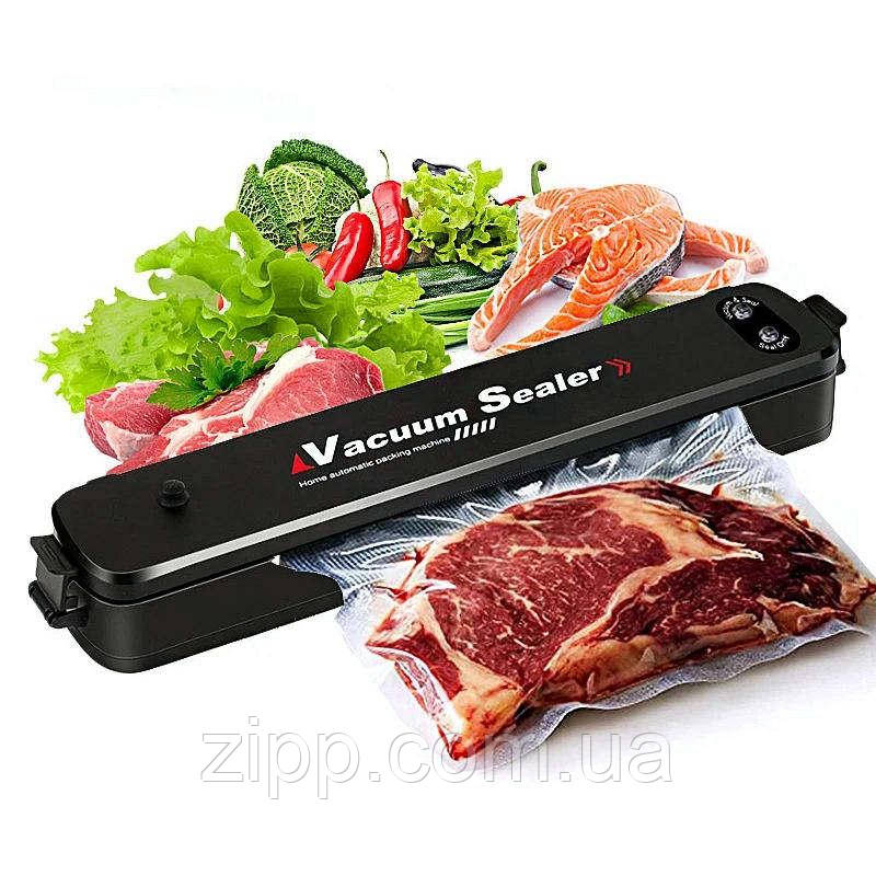 Вакууматор Vacuum Sealer побутовий вакуумний пакувальник продуктів Чорний