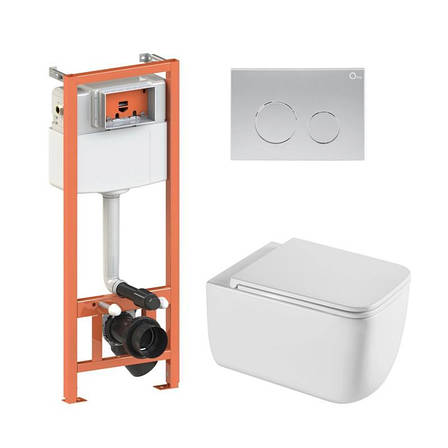 Готове рішення Qtap для ванної кімнати: підвісний унітаз Gemini Ultra Quiet 530х365х373 + комплект інсталяції Nest 4 в 1 (кругла, фото 1