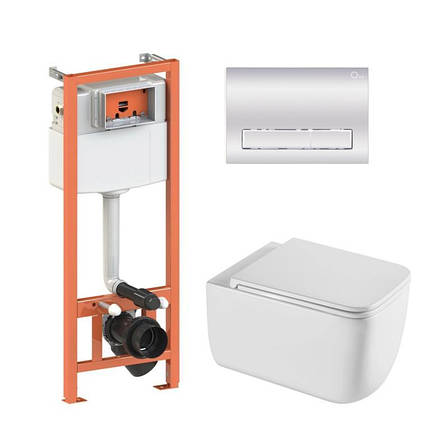 Готове рішення Qtap для ванної кімнати: підвісний унітаз Gemini Ultra Quiet 530х365х373 + комплект інсталяції Nest 4 в 1 (лінійна, фото 1