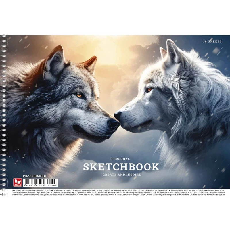 Альбом для малювання А4 30арк пружина УФ-лак Школярик PB-SC-030-8024