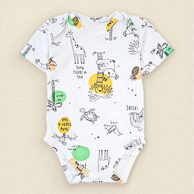 Боді-човник Zoo короткий рукав зріст 68 (3 - 6 місяців) Malena Білий з принтом