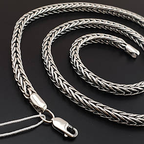 Товста срібна цепочка чоловіча Хвіст Дракона. Масивний ланцюг срібло 925. Діаметр 5 мм. Довжина 60 см