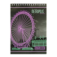 Блокнот А5 "BuroMax" Metropolis 48кл. спір.зелений BM.24545101-15