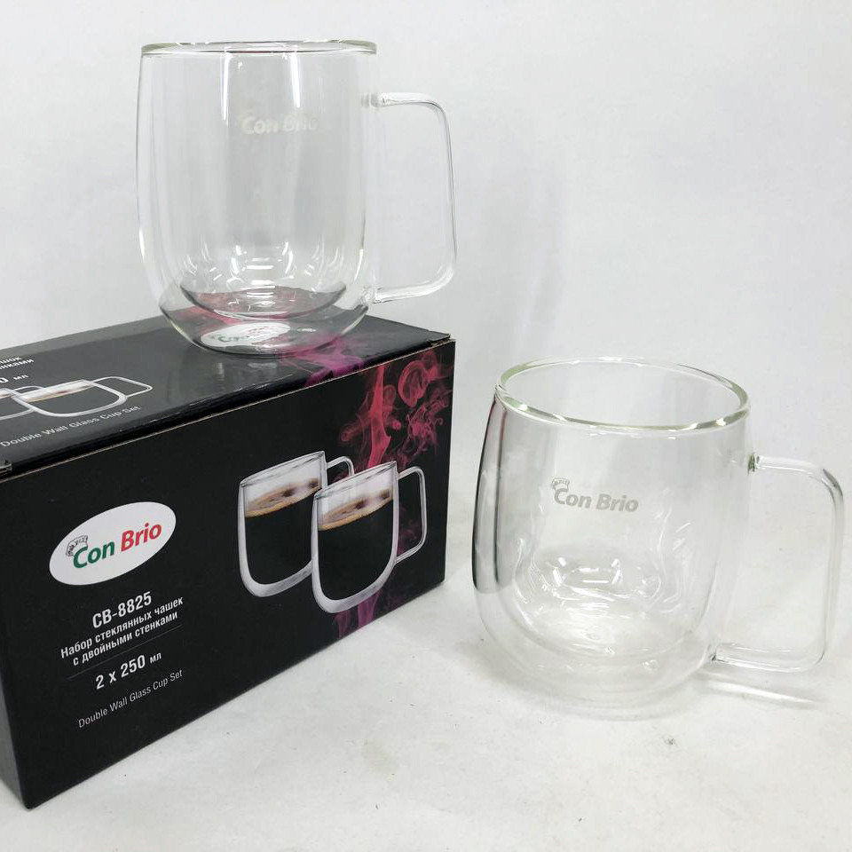 Склянки з подвійним дном, Скляна кавова кружка з подвійними стінками, Склянки для чаю подвійні IW-73, фото 1