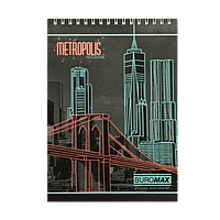 Блокнот А5 "BuroMax" Metropolis 48кл. спір.червоний BM.24545101-05
