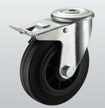 Колесо поворотне SNB з отвором і гальмом STANDART 160 мм (1206-ST-160-P), фото 1