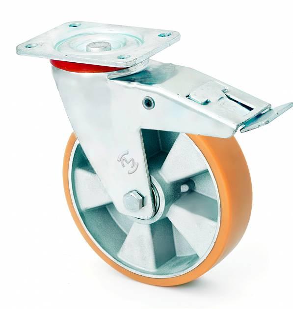 Колесо KAMA поворотне в середньо посиленому кронштейні Large 160 мм (4404-LR-160-B), фото 1