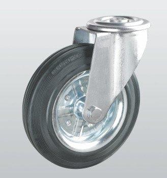 Колеса SNB поворотні з отвором із чорної гуми 200 мм (1105-ST-200-R), фото 1