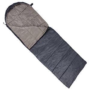 Туристичний похідний спальний мішок (190+30)*75 річний легкий водонепроникний спальник ковдра з капюшоном для риболовлі сірий