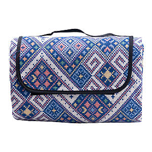 Складаний каремат похідний для кемпінгу 145*200 см килимок підстилка для пікніка і пляжу жакардовий синій