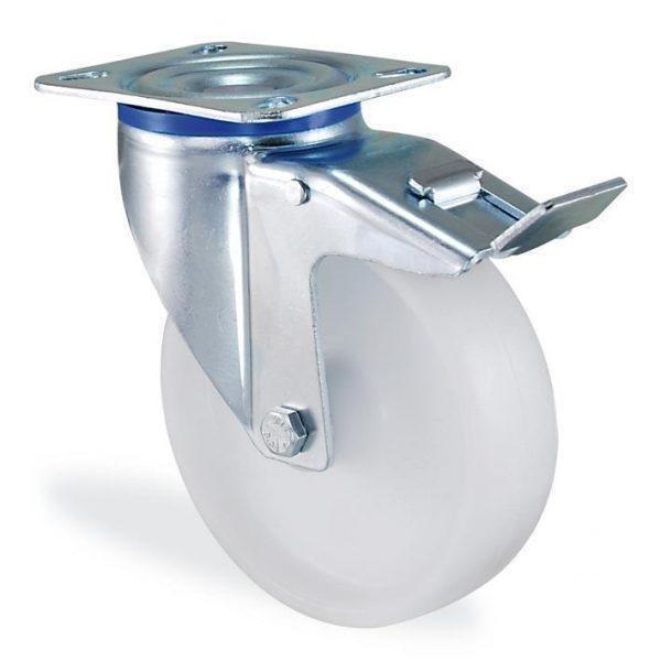 Kолесо повертне з кріпильною паличкою та гальмом KAMA 125 мм (2004-ST-125-Р), фото 1