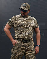 Футболка тактична джерсі стрейч піксель ЗСУ з липучками