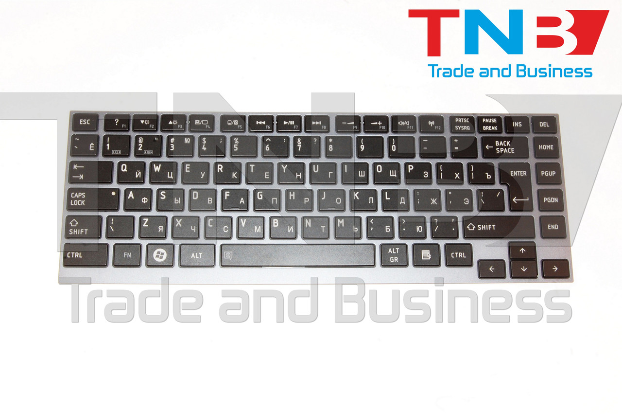 Клавіатура Toshiba 9Z.N8UGC.30R AEBU6500020 AEBU6700020-RU AEBU6E00010 NSK-TX3GC чорна+синяя рамка