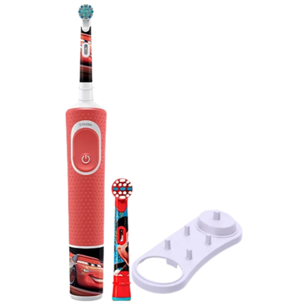 Електрична зубна щітка Oral-B Vitality Kids D100.413.2K Extra Soft Cars (Тачки) Red Для дітей (2 нас.) (Підставка)