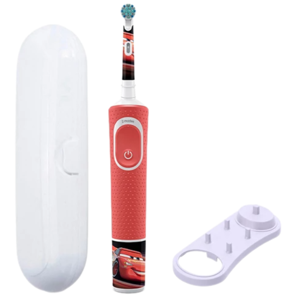 Електрична зубна щітка Oral-B Vitality Kids D100.413.2K Extra Soft Cars (Тачки) Red Для дітей (1 нас.) (Підставка, футляр)
