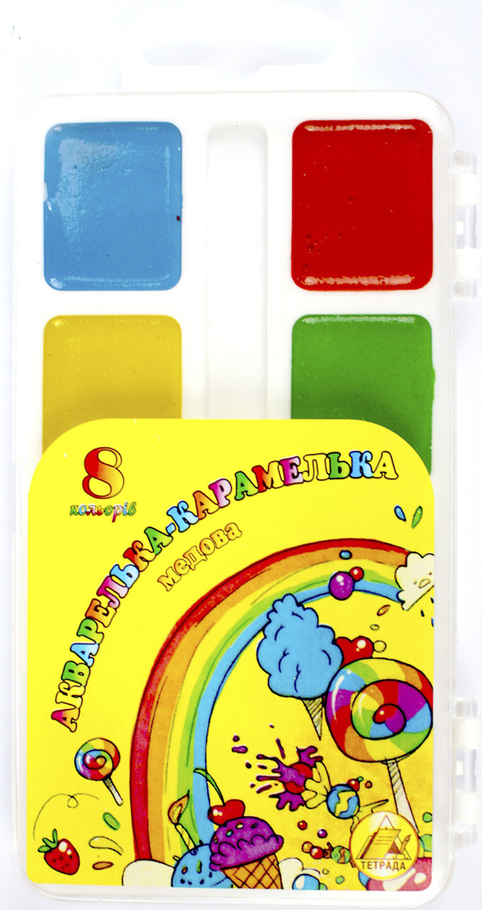 Акварель 8 кольор. "Акварелька-карамелька" пласт/уп/Конотоп/(54)