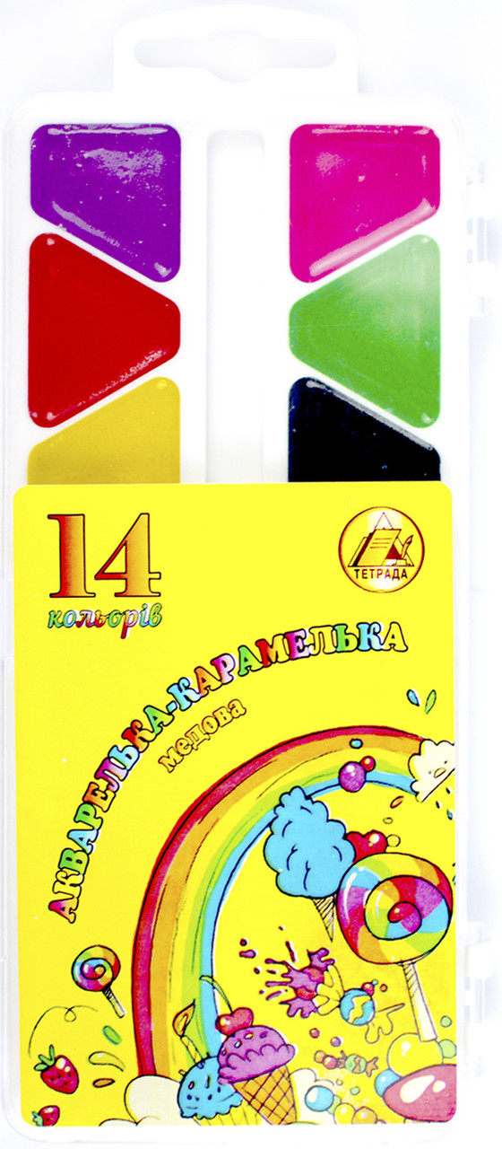 Акварель 14 кольор. "Акварель і Я"/"Акварелька-карамелька" пласт/уп/Тетрада/(60)