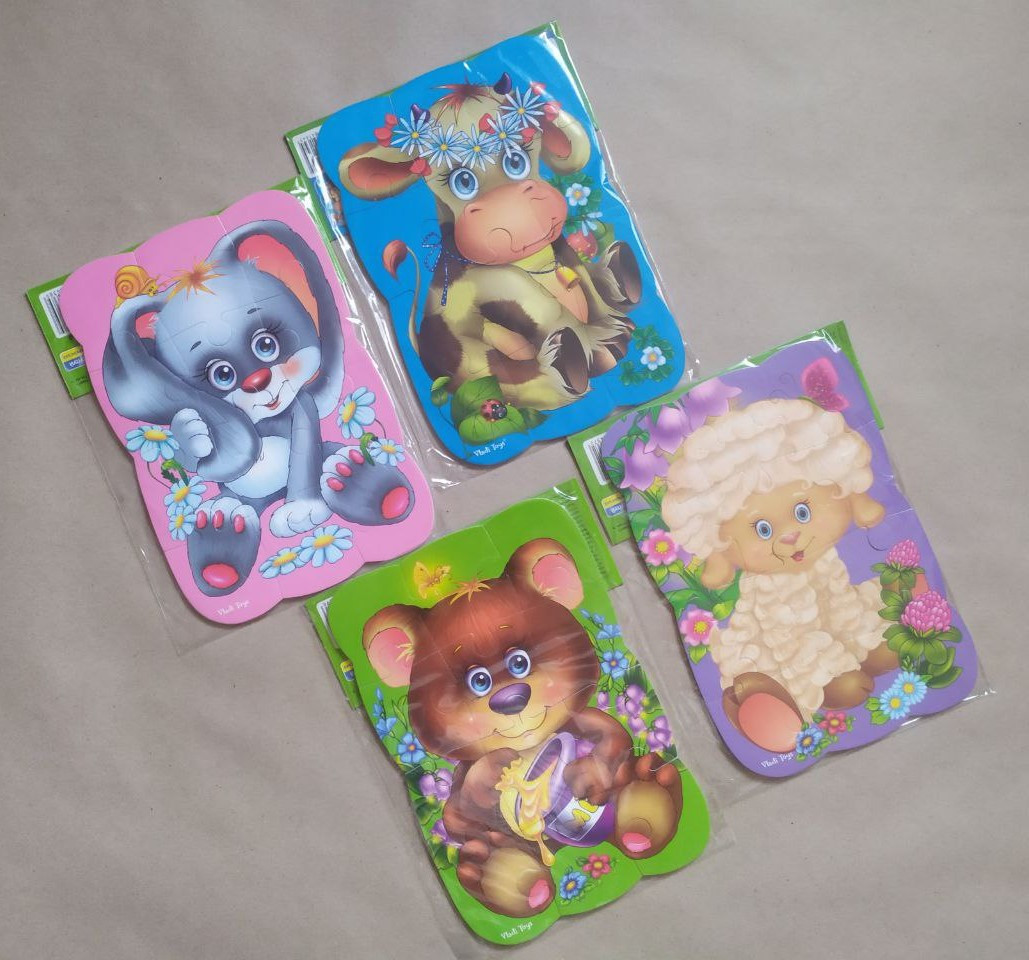 Комплект (4шт) пазлов на магните Vladi Toys А5 (овечка, коровка, зайчик, мишка), фото 1