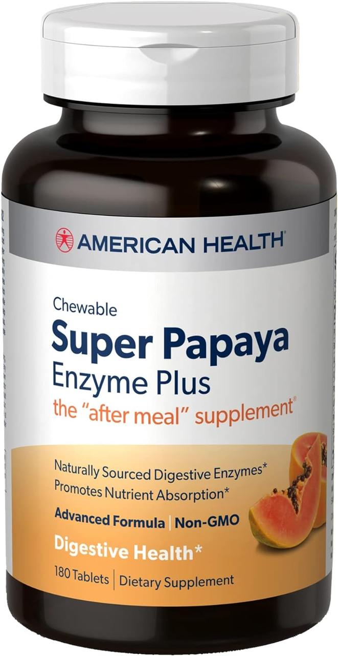 American Health Papaya Enzyme Plus 180 таблеток, фото 1