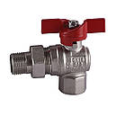 Кран зі згоном SELBA DN 1/2" (PN 40) кутовий з червоною ручкою SL1543, фото 2