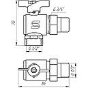 Кран зі згоном SELBA DN 1/2" (PN 40) кутовий з червоною ручкою SL1543, фото 3