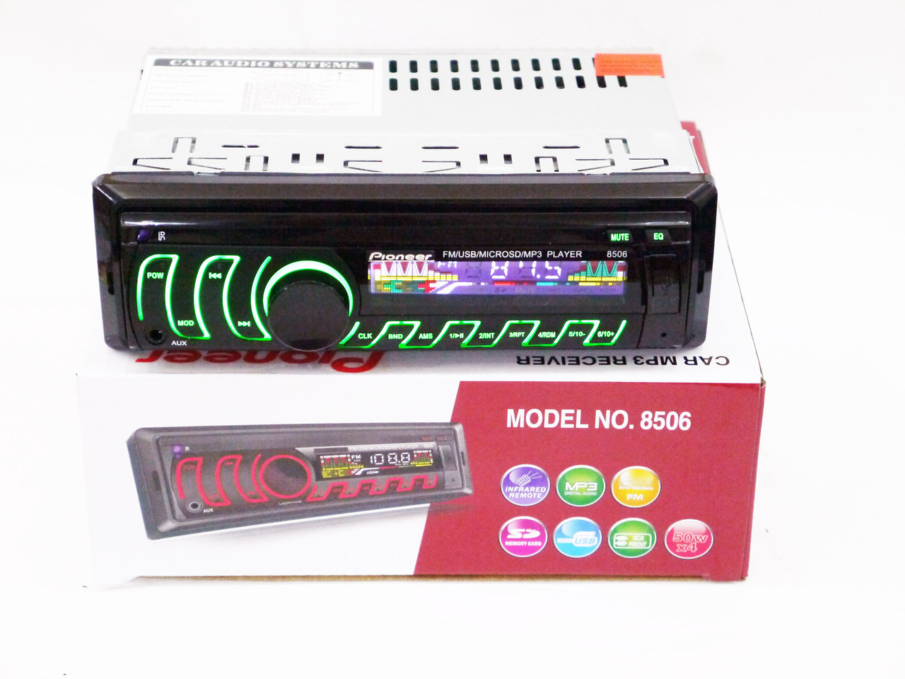 Автомагнітола Usb+RGB підсвітка + Fm + Aux + пульт 8506 AuraHome, фото 1