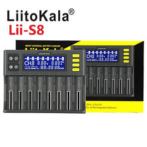 Зарядний пристрій LiitoKala Lii-S8 для акумуляторів Li-ion/LiFePO4/NiMH + 2 канали для Крон NiMH