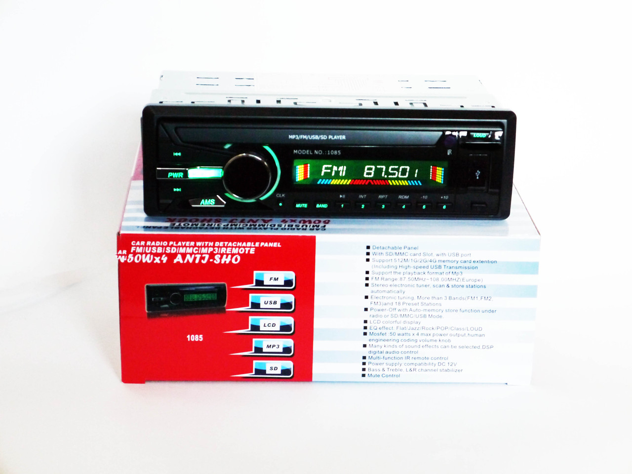 Автомагнітола Знімна панель USB SD FM пульт (4x50W) 1085 ISO AuraHome, фото 1