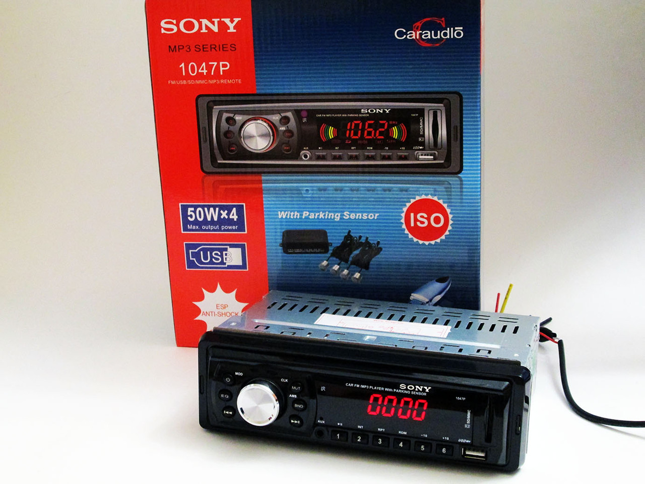 Автомагнітола + парктронік на 4 датчики 1047Р AuraHome, фото 1