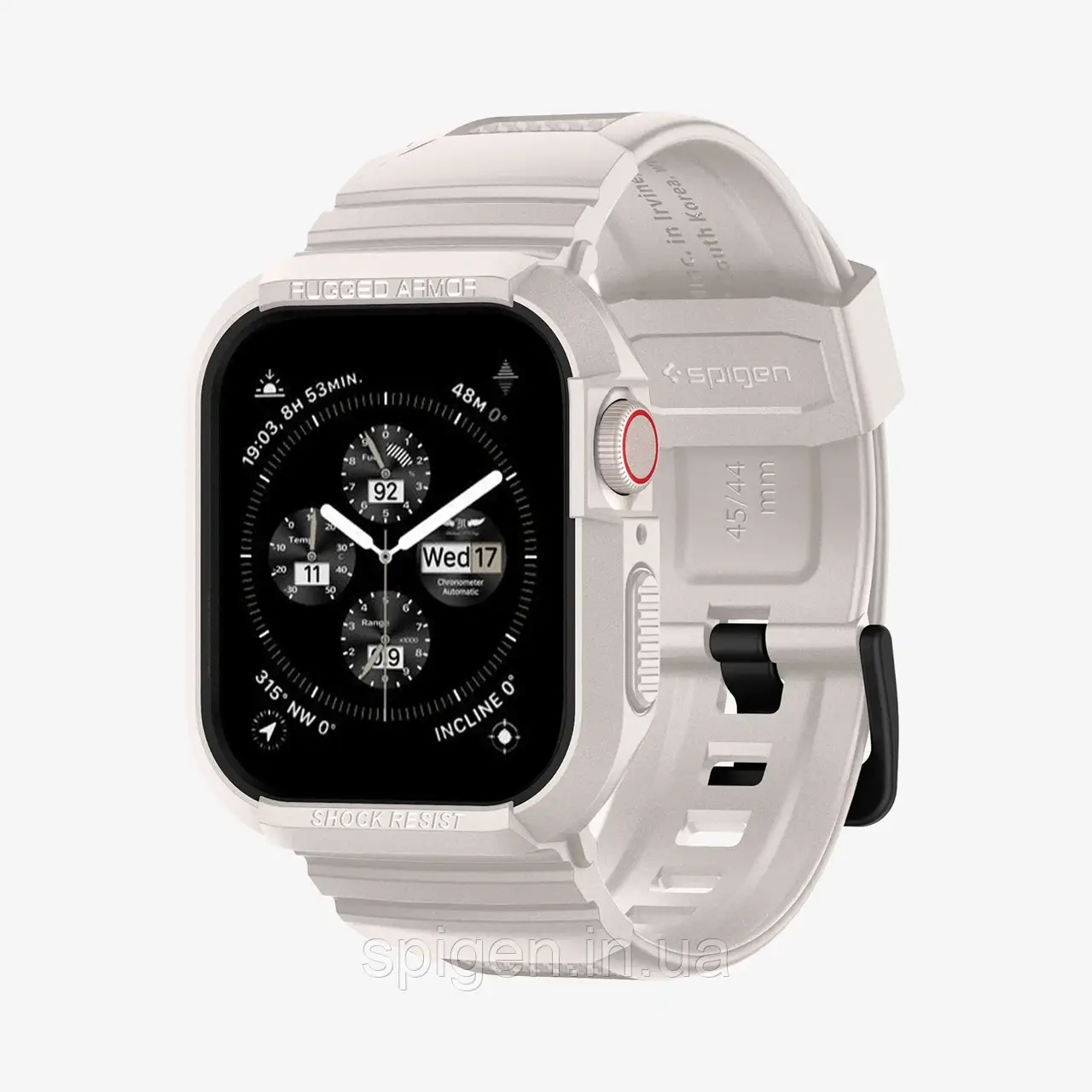 Чохол і ремінець Spigen для Apple Watch 4/5/6/7/8/9/SE (44/45mm) - Rugged Armor Pro, Dune Beige