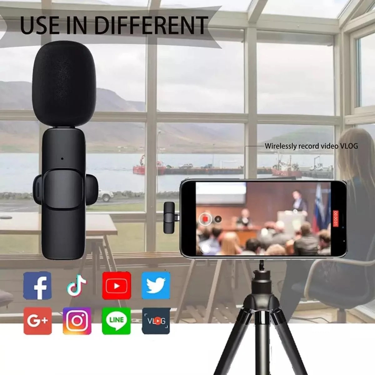Бездротовий петличний мікрофон з шумозаглушенням для Android та iPhone K8 Type-C Lightning AuraHome, фото 1