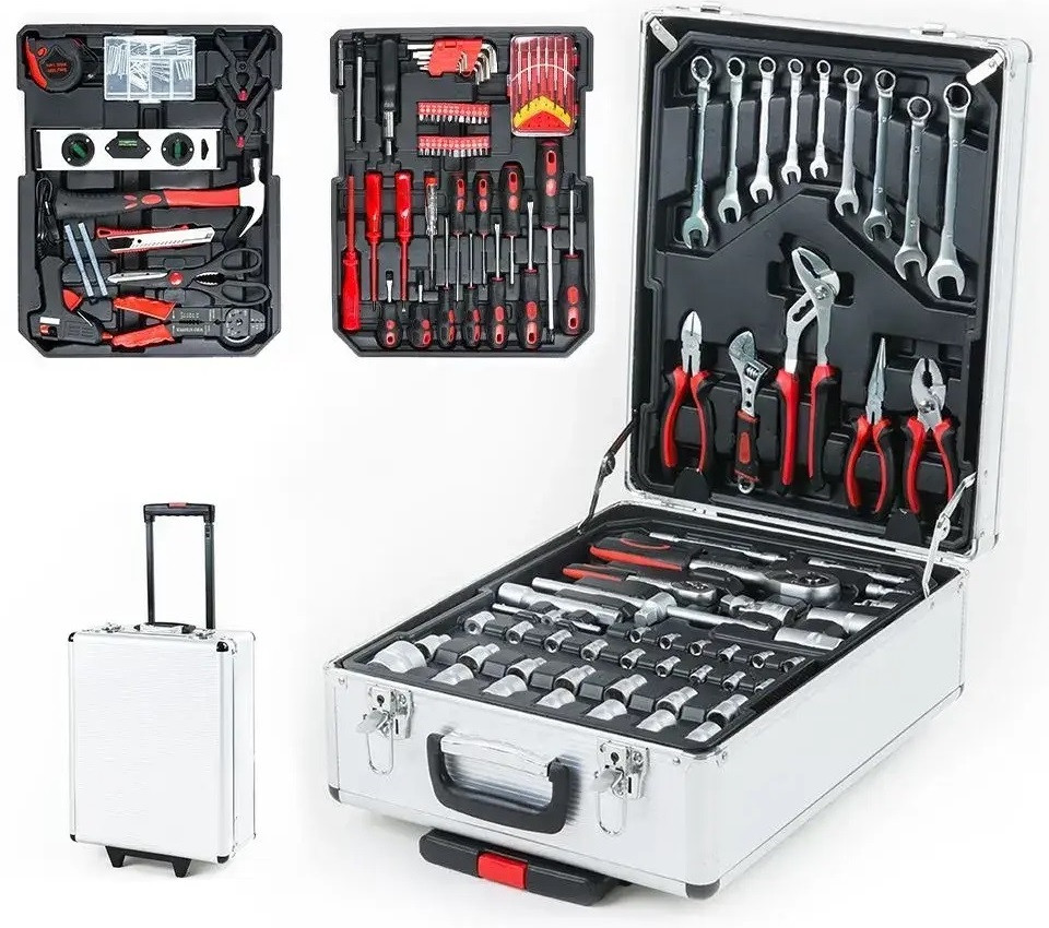 Універсальний набір інструментів 187 предметів у валізі на колесах багатофункціональний ключі викрутки молоток AuraHome, фото 1