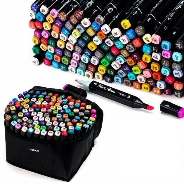 Маркери для малювання Набір скетч-маркерів 120 шт для малювання двосторонніх touch AuraHome, фото 1