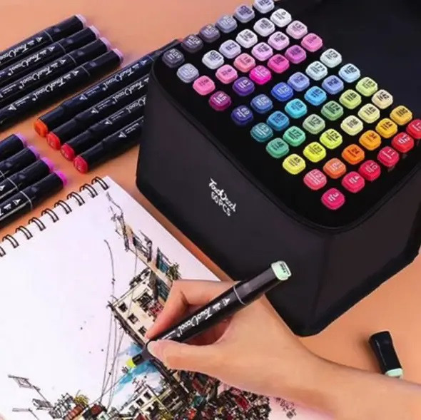 Набір скетч маркерів 60 шт маркери для малювання перманентні двосторонні для ескізів ілюстрацій, фото 1