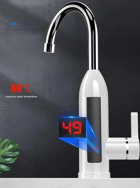 Проточний водонагрівач кран бойлер з хром хром RX 012 AuraHome, фото 1