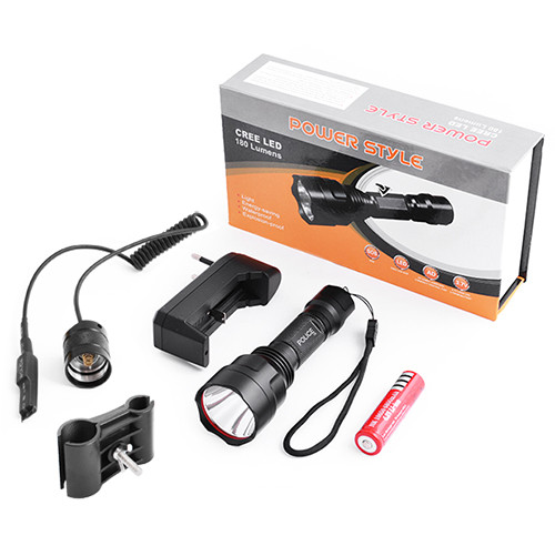 Ліхтар Police QC8-XPE під рушницю виноскак 1х18650 ЗП 220V Box