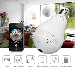 Панорамна камера лампочка 360° IP WiFi камера лампочка риб'яче око H-302L