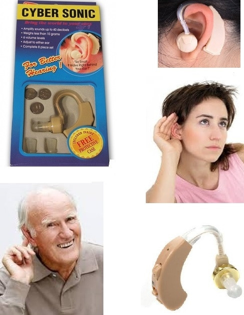 Слуховий апарат завушний підсилювач слуху CYBER SONIC слуховий пристрій AuraHome, фото 1