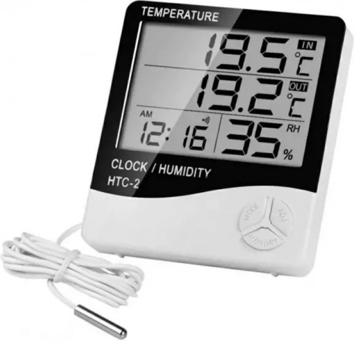 Термометр-гігрометр HTC-2 з зовнішнім датчиком температури AuraHome, фото 1