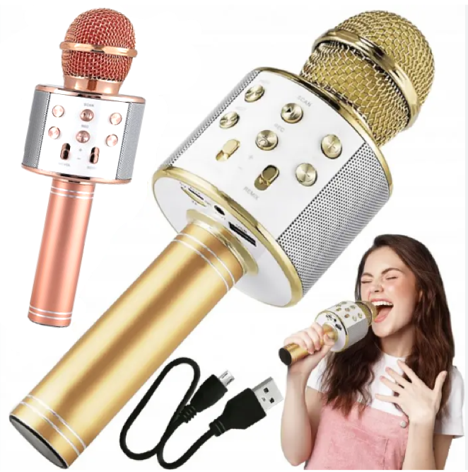 Блютуз Мікрофон караоке Бездротовий USB для вокалу мікрофон для домашнього караоке WSTER WS1688 AuraHome, фото 1