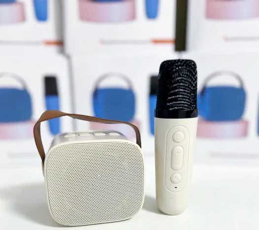 Портативная колонка оснащена бездротовим караоке мікрофоном з Bluetooth K1 AuraHome, фото 1