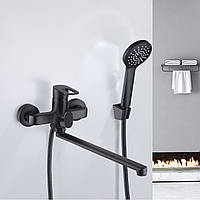 Чорний змішувач у ванну Lidz Latwa 005 Чорний змішувач для ванної Кран чорний у ванну Змішувачі для ванни