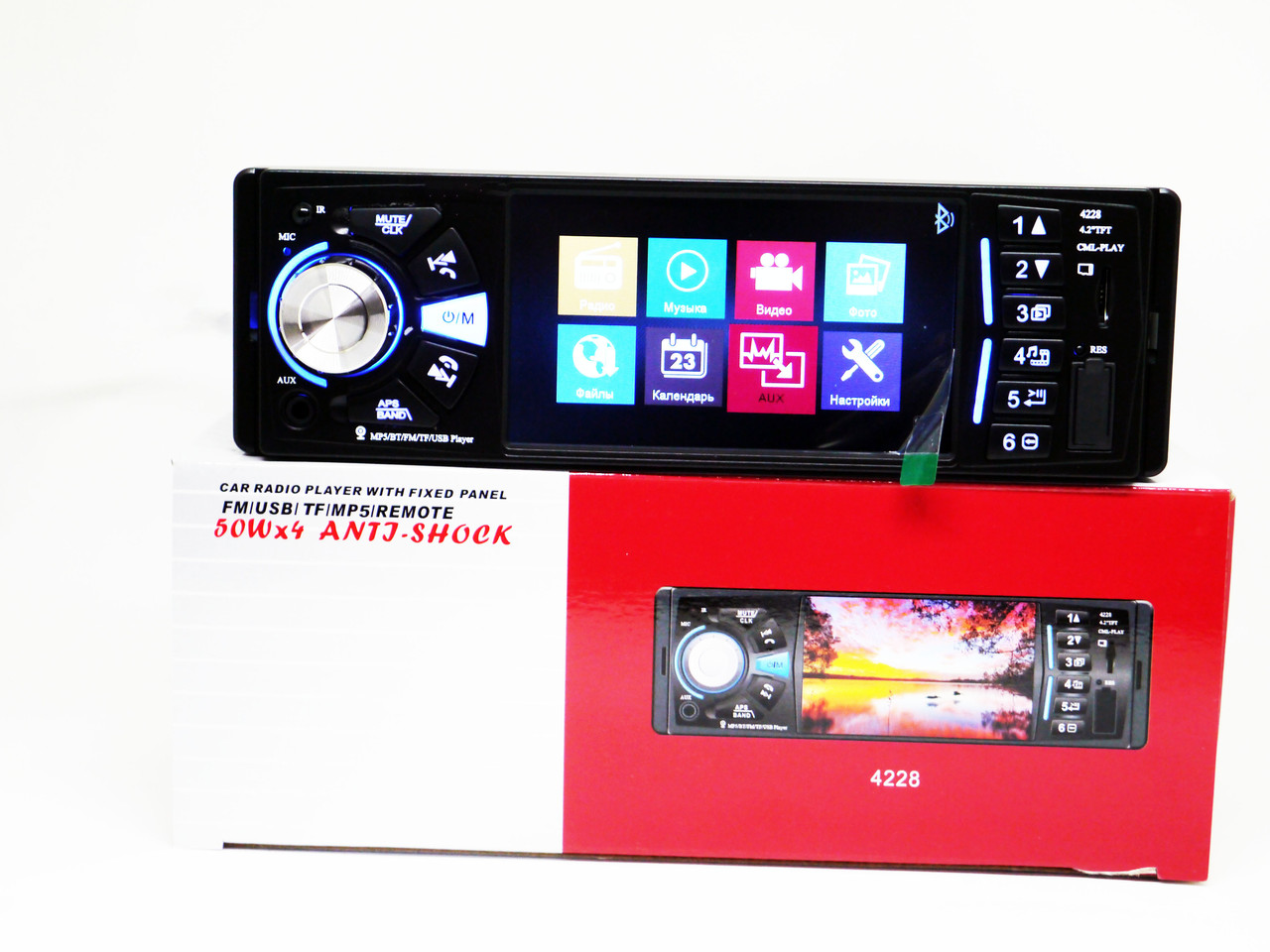 Автомагнітола 4228 з екраном 4.1 дюйма Блютуз + Відеовхід + DIVX + MP3 + USB + SD + Bluetooth AuraHome, фото 1