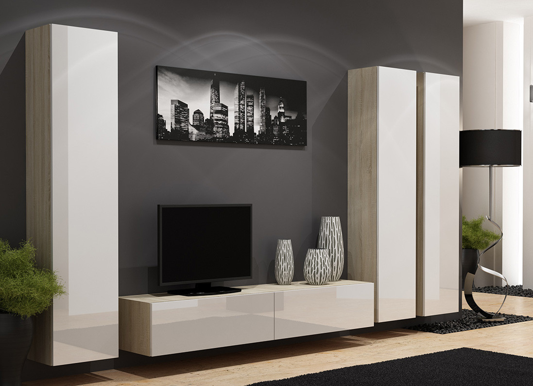 VIGO I Вітальня сонома/білий глянець CAMA, фото 1