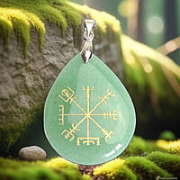 Кулон-амулет из камня зеленый авантюрин «Вегвизир»