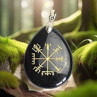 Кулон-амулет из камня черного обсидиана «Вегвизир»